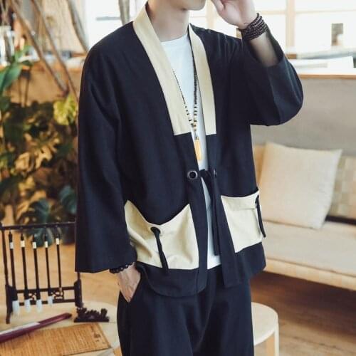 Kimono Men Yukata Male Kimono Cardigan Men Male Jacket Shirt Traditional Japanese Mens Clothing Cosplay Samurai Costume