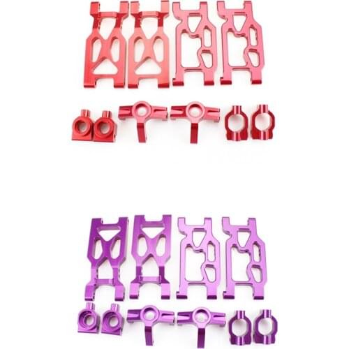 10 Pcs Aluminum Alloy Front Rear Suspension Arm Steering Cup Set for Wltoys 104001 1/10 RC Car Upgrade Parts