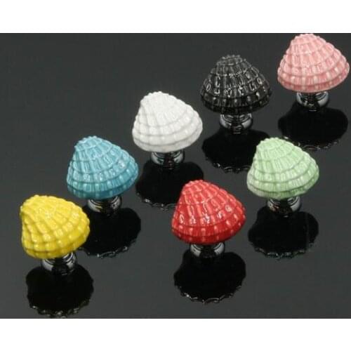 Colorful Ceramic knobs Shell Dresser Knobs Drawer Cabinet Handles Children Cupboard Knobs Decorative Handle Red Pink YH1674