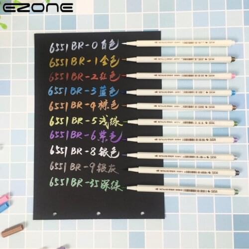 Zollor 10Pcs/Set Metalli Color Pen Art Marker Brush pen Mark Write Stationery Student Office School Supplies Graffiti pen