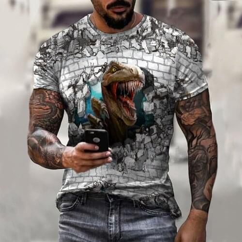 Fashion Cool Men Tshirts Dinosaur Print 3d T Shirt Boys & Girls Children Cartoon Summer Short Sleeve T-shirt Tops Tee Clothing