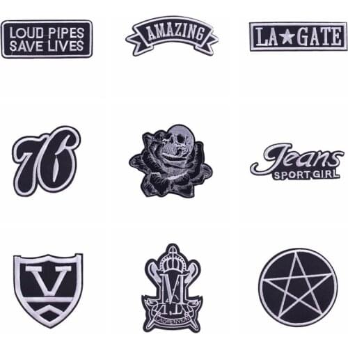 Skull Letter Patch for Clothing Embroidered Badge Sewing Iron Patches for Clothing Accessories Applique Decor in Fashion Patches