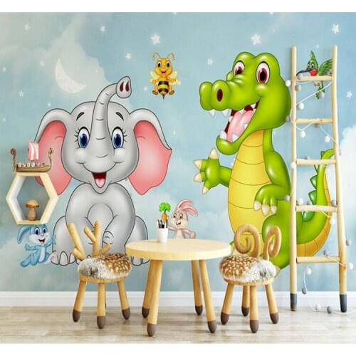 Custom Mural Wallpaper 3D HD Cartoon Elephant Dinosaur Children Room Bedroom Background Wall Decoration Wall Painting Wallpaper