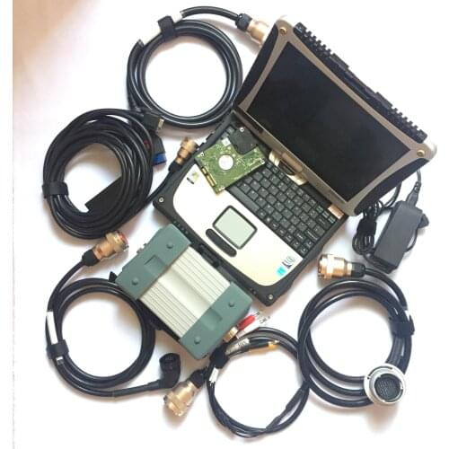 Red mb star c3 cf19 laptop with software hdd with 7 cables full set ready to use for cars and trucks diagnostic tool