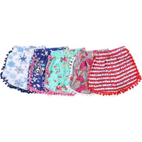 2018 New Birthday Party Wholesale Toddler Floral Shorts Summer Baby Girl Shorts Cotton Solid Shorts Children Clothing