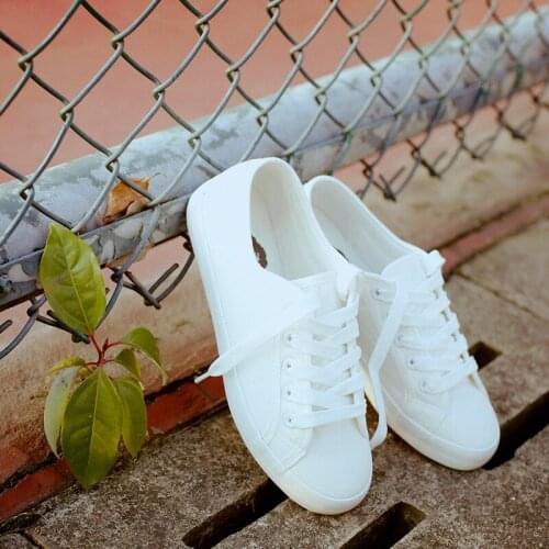 Spring Summer New Versatile Leisure Flat Bottom Simple Art Students Lace Up White Canvas Shoes Womens White Shoes