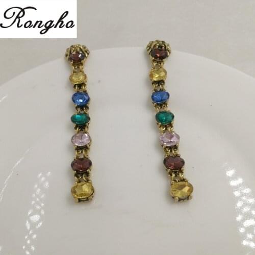 New Baroque Vintage metal lion head stud earrings Women Rhinestone Pendant long boucle d'oreille brincons Fashion jewelry bijoux