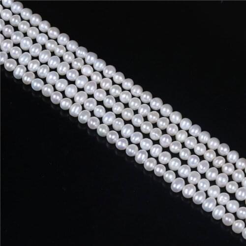 Wholesale AA Natural 6-7mm White Potato Near Round Pearl Beads Loose 14