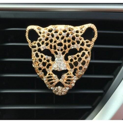 Air Freshener 3D Cartoon Leopard Head Gold/Sliver Air Outlet Fragrant Perfume Clips Gift For Car decoration Accessories
