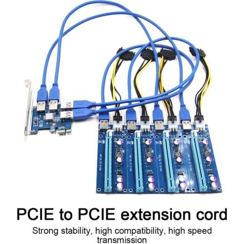 1 Set PCI-E To USB Riser Board 1 To 4 Adapter 4-Port PCI-E To USB 3.0 Extender Card PCIe Port Multiplier Card Mining Accessory