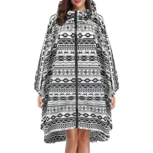 Adults Teens Unisex Fashion Printed Hooded Raincoat Rain Cape Coat Outdoor Waterproof Quick-drying Poncho With Packaging Bag