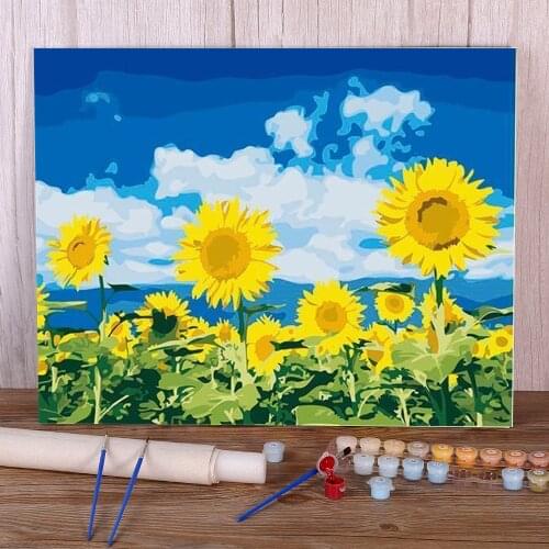 Sunflowers Abstract Modern Coloring By Numbers Painting Complete Kit Oil Paints 50*70 Canvas Painting Home Handiwork