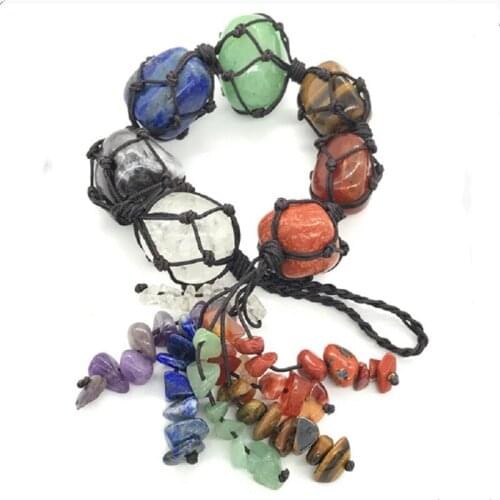 Natural crystal car pendant ornament hand-woven auto rearview mirror hanging girl creative gift Home Decoration car assessoires