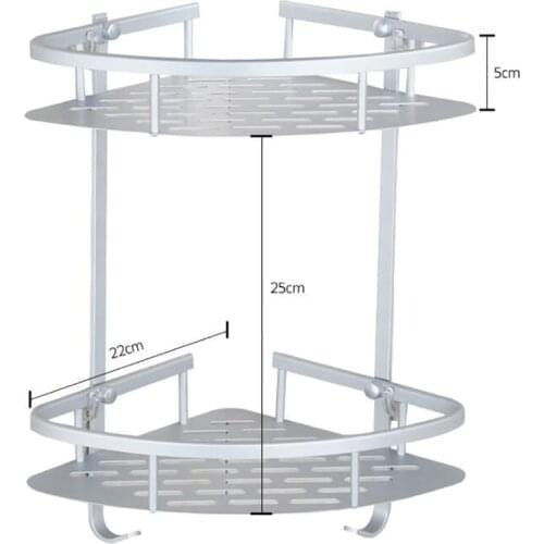 Bathroom Shelf Screws Fixed Durable Aluminum 2 Tiers Shower Shelf Kitchen Storage Holder Shampoo Soap Cosmetic Organizer Shelf