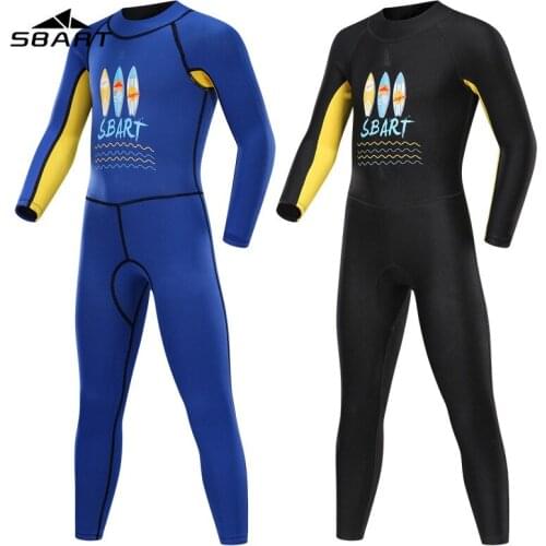 SBART Childrens sunscreen 2MM swimsuit long-sleeved snorkeling suit boys and girls jumpsuit wetsuit