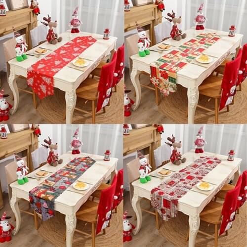 Table Runner Tablecloth Xmas Table Christmas Elk Snowman Merry Christmas Decor For Home Xmas Ornaments New Years Decor Retro