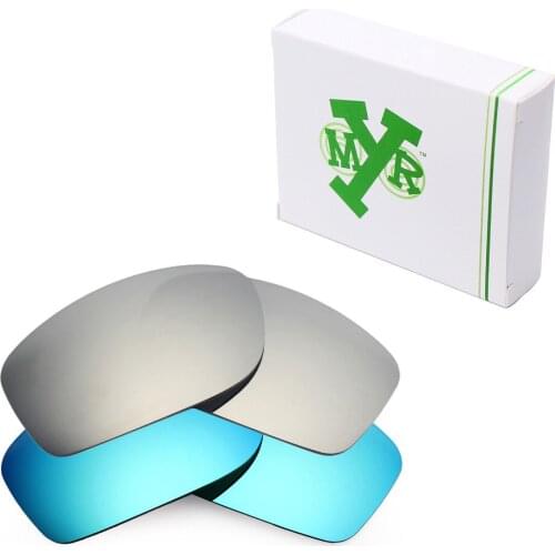 2 Pairs Mryok POLARIZED Replacement Lenses for Oakley Fives Squared Sunglasses Ice Blue & Silver Titanium