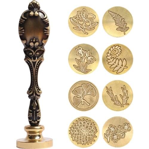 Antique Plants Metal Sealing Wax Seal Stamp Send 60pcs Wax For DIY Wedding Invitations Decor Ancient Wax Stamp Craft