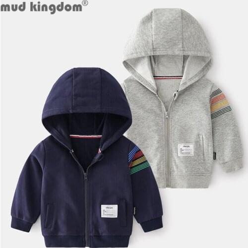 Mudkingdom Casual Hooded Sweatshirts For Little Boys Long Sleeve Pullover Zipper Print Outerwear Toddler Pockets Autumn Tops