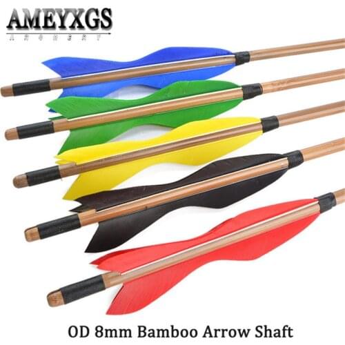 10pcs 5" Turkey Feathers Bamboo Arrow Traditional Bow Longbow Shooting 83.5cm OD 8mm Arrow for Archery Hunting Accessories