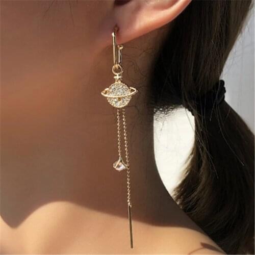 Korean Crystal Dangle Earrings For Women Fashion Exquisite Star Asymmetric Tassel Earrings Temperament Crystal Colgate Jewelry 2