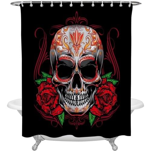 Skull Rose Skull Shower Curtains Bathroom Curtain Waterproof Polyester Frabic Bathroom Curtain with Hooks