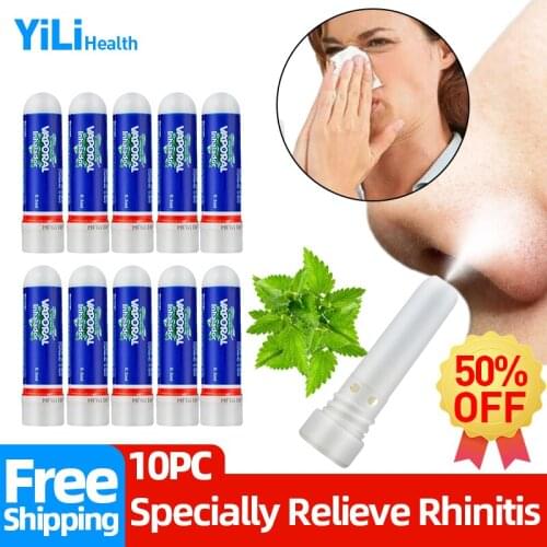 10pcs Allergy Rhinitis Nasal Inhaler Thailand Mint Cream Cure Sinusitis Runny Nose Congestion Herbal Refreshing Artifact