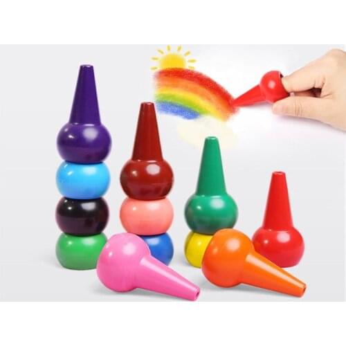 12 Colors 3D Finger Crayons Non Toxic Washable Painting Drawing Wax for Toddler Baby Kids Stackable Educational Art Supplies