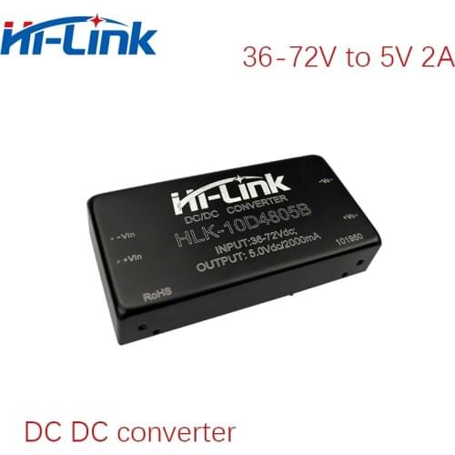 2pcs/lot 36-72V to 5V 2A HLK-10D4805B dc dc voltage transformer dc dc buck converter module Free Ship