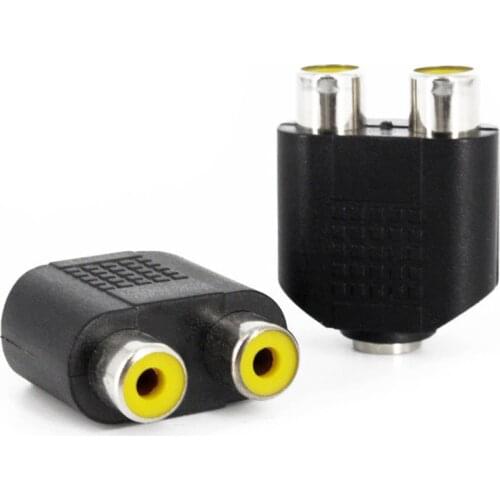2Pcs 3.5mm Female to Dual 2 RCA Female Jack Y Splitter Audio Adapter Converter AUX New Arrival