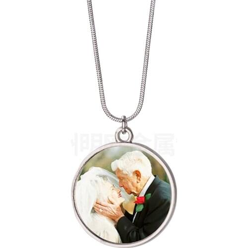 20pcs/lot sublimation blank necklaces metal pendants round necklace pendant heat tranfer printing tag