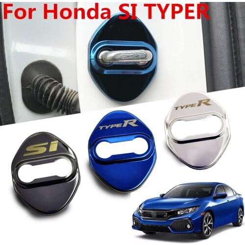 FLYJ 4PCS Car Door Lock Buckle cover car accessories interior Door Lock cover protector Buckle For Honda SPIRIOR CIVIC SI TYPER