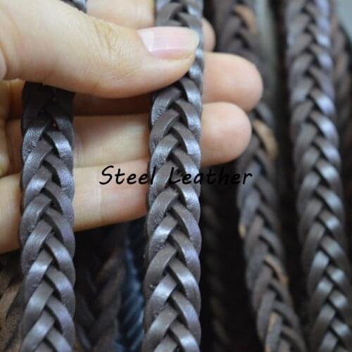 5*1m/lot Approx 10*5mm brown Genuine Braided Flat Cord Rope for Bracelet DIY Jewelry Making Findings Accessories Handmade Sale