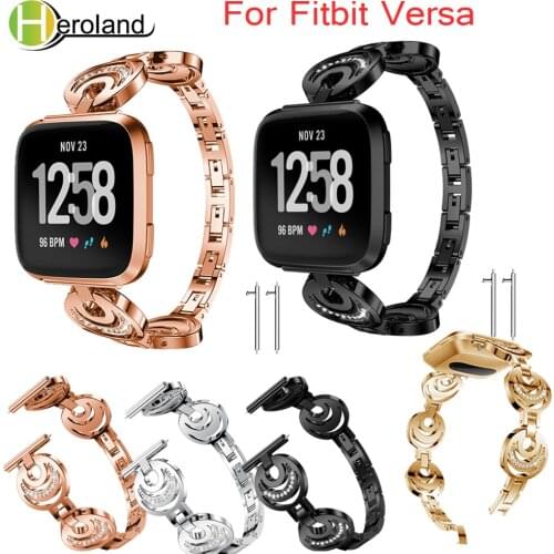 Accessories alloy Steel bracelet WatchBands For Fitbit Versa Smart band metal Strap Wrist Band Replacement Crystal 2018 new