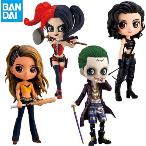Bandai Qposket Harley Quinn Joker Wonder Woman Catwoman Superwoman Huntress Black Canary Kawaii action Figure Ornaments kids Toy