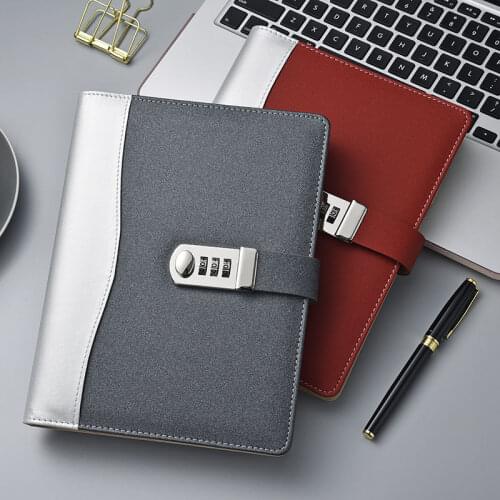A5 Loose-leaf Notebook Password Book with Lock Creative School Office Supplies Stationery Personal Diary Journal Cover Planner