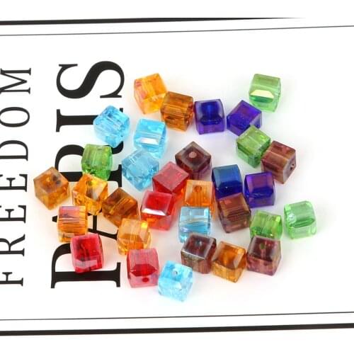 2MM 3MM 4MM 6MM 8MM Cube Glass Beads 10 Colors Square Shape Austrian Crystal Beads Loose Beads for Jewelry Making