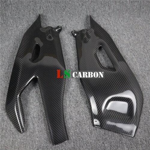 Full Carbon Fiber Motorcycle Frame Cover Swingarm Cover Swing Arm Protection Covers For Yamaha R1 2015-2018 Twill Glossy Weave
