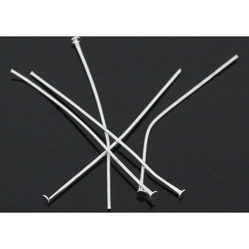 DoreenBeads 100PCs Silver Plated Head Pins 50x0.7mm(21 gauge)