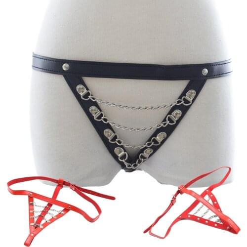 Exotic Sexy Chain Panties Leather Underwear Temptation Bdsm Adult Sex Toys Bondage Restraints Women Lingerie T-pants Sex Games