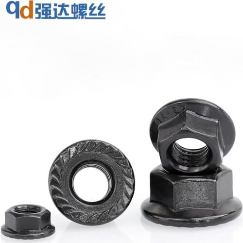 M3M4M5M6M8M10M12 black 304 stainless steel flange nut anti-slip anti-loose flower tooth belt pad screw cap