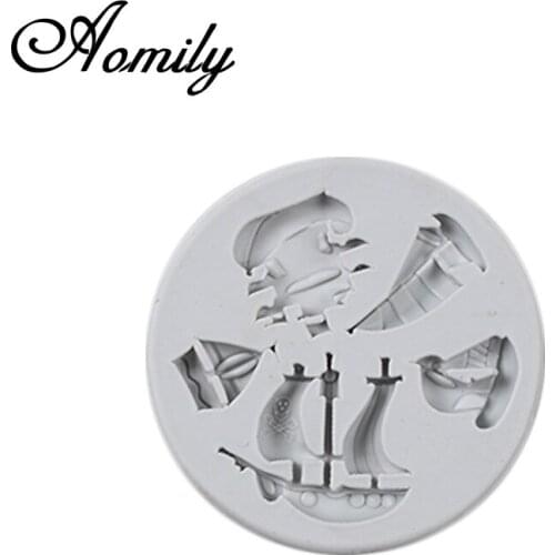 Aomily Pirates Ship Boat Cake Molds Fondant Mold DIY Chocolate Pastry Candy Jelly Silicone Mold Cake Mould Baking Accessories