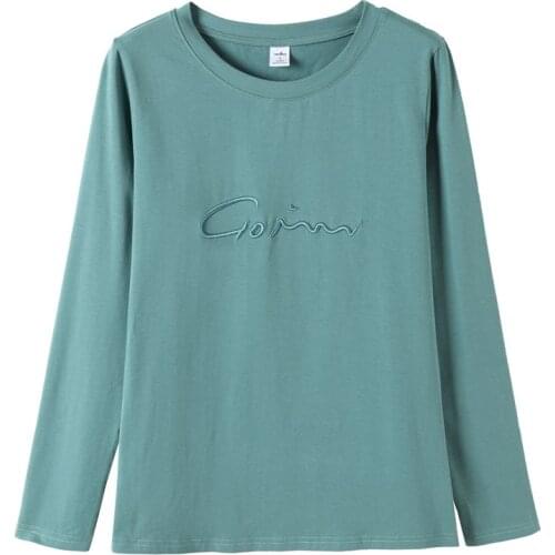 GIGOGOU Long Sleeve Women Basic T Shirt Autumn Spring 95% Cotton Tshirt S-3XL Solid Top Tee Shirts Soft T-shirt Harajuku Female