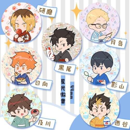 Haikyuu!! Anime Cartoon Metal Badge Brooch Pin Kei Tsukishima Oikawa Tooru Kenma Kozume Gifts Kageyama Tobio Buttons Collection