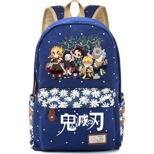 Anime Demon Slayer Canvas Backpack Teenger Packsack Casual Schoolbag High Quality Mochila Unisex Student Travel Laptop Bag