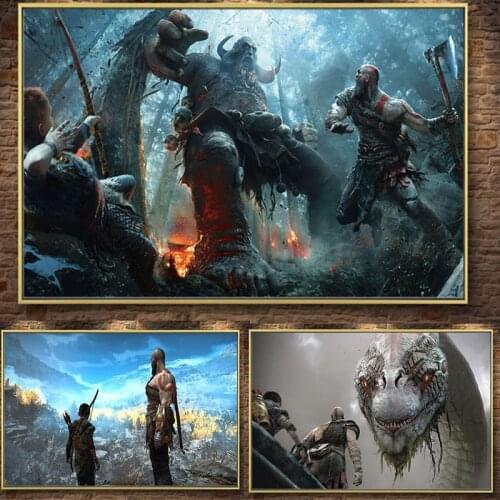 Game Posters and Prints God of War Canvas Picture Play Station Men Boy Room Decor Wall Art Frameless Painting On Loft