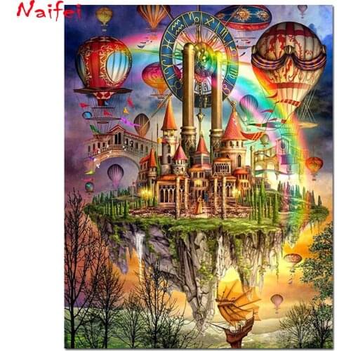 Diamond Embroidery" Fantasy Castle in The Air" Cross Stitch DIY Diamond Painting square Diamond Mosaic Rhinestones Home Decor
