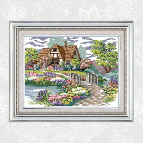 Joy Sunday Dream House Paintings Counted Printed on Canvas14CT 11CT Chinese Cross Stitch Needlework Sets Embroidery kits