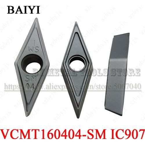 10pcs Tungsten Carbide VCMT160404 SM IC907 Blade VCMT 331 Carbide Insert Lathe Tool VCMT 160404 Turning Insert