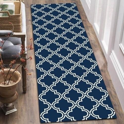 Kitchen Long Floor Mat Non-slip Absorbent Plaid Print Door Mat Bathroom Outdoor Entrance Corridor Doormat Washable Area Rugs